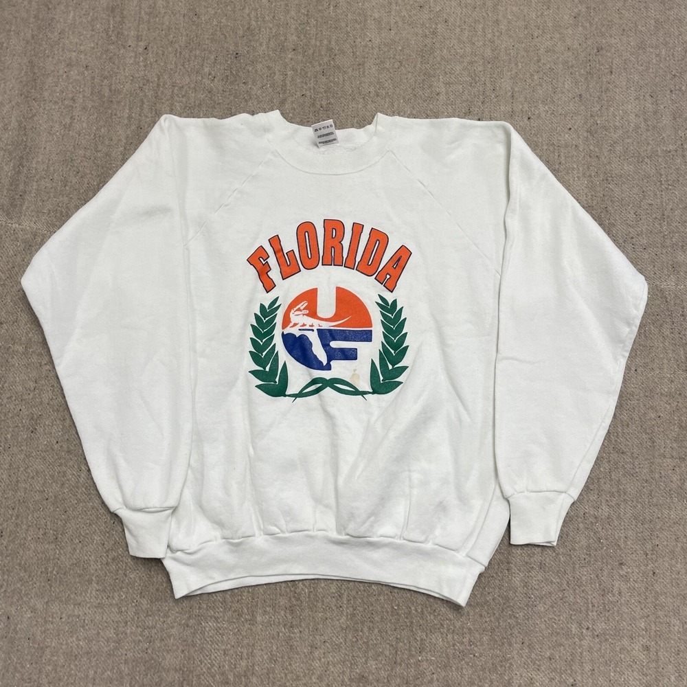 Vintage Graphic Pullover‎ Sweatshirt Men XL White 1980s Fruit of the Loom